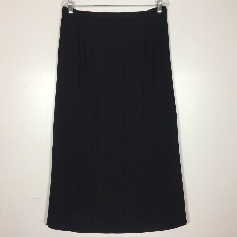 (M5) VTG E.M.R Suits Womens Skirt Size 18 Black Long Slit Zip Elastic Lined